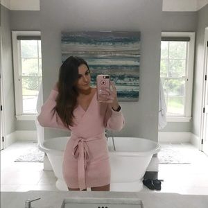 Pink Wrap Sweater Dress